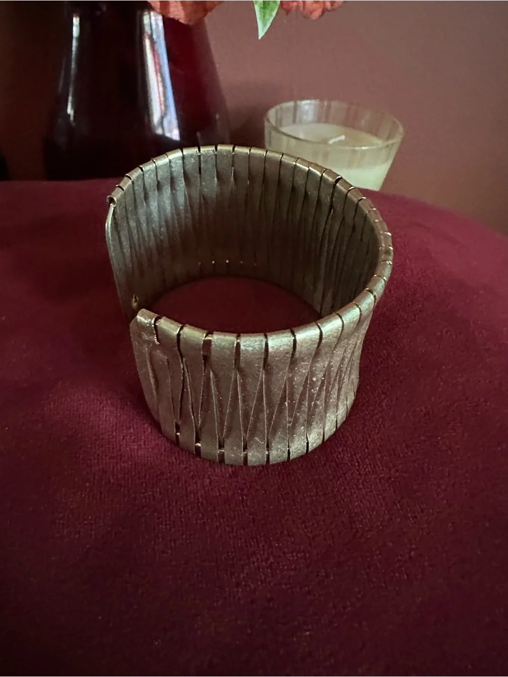 Vintage Metallic light gold tone Wide Cuff Bracelet - Brand Unmarked